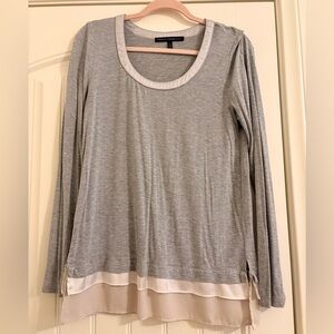 White House Black Market Light Gray Long Sleeve Top